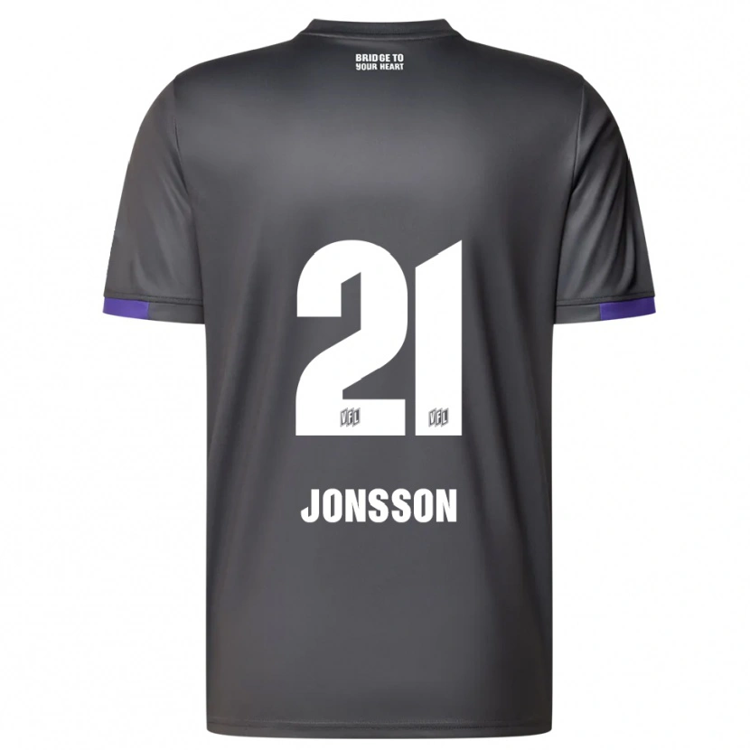 Danxen Uomo Maglia Lukas Jonsson #21 Grigio Viola Kit Gara Away 2025/26 Maglietta