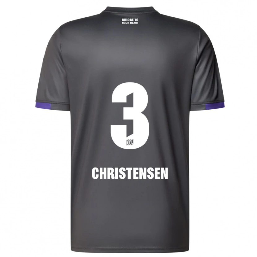 Danxen Uomo Maglia Frederik Christensen #3 Grigio Viola Kit Gara Away 2025/26 Maglietta