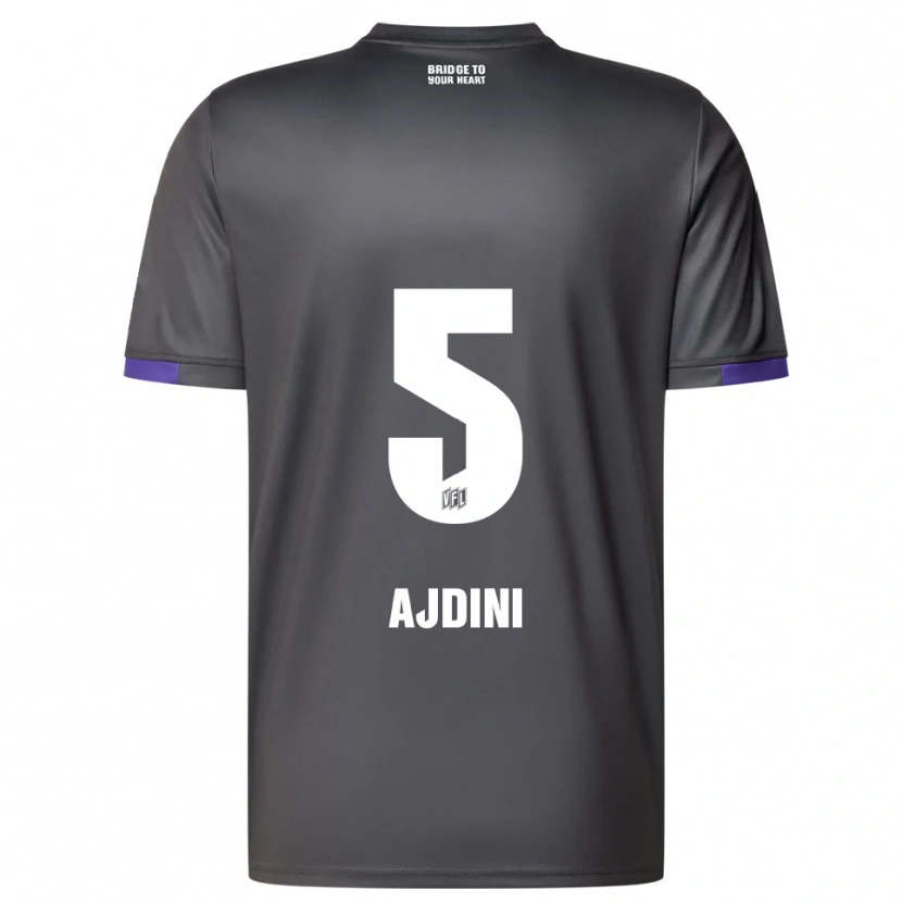 Danxen Uomo Maglia Bashkim Ajdini #5 Grigio Viola Kit Gara Away 2025/26 Maglietta