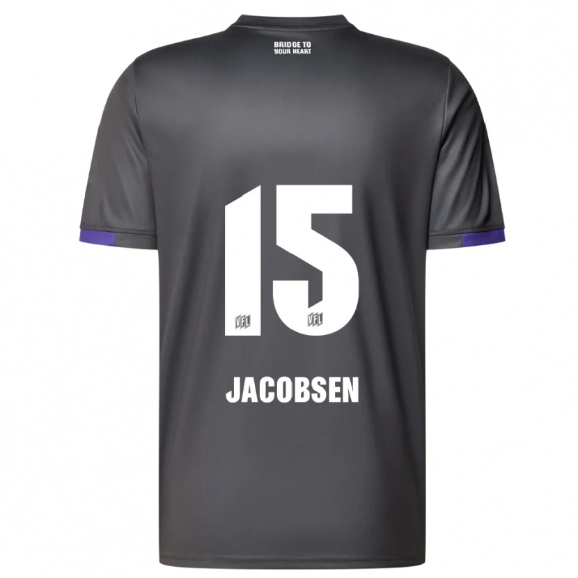 Danxen Uomo Maglia Bjarke Jacobsen #15 Grigio Viola Kit Gara Away 2025/26 Maglietta