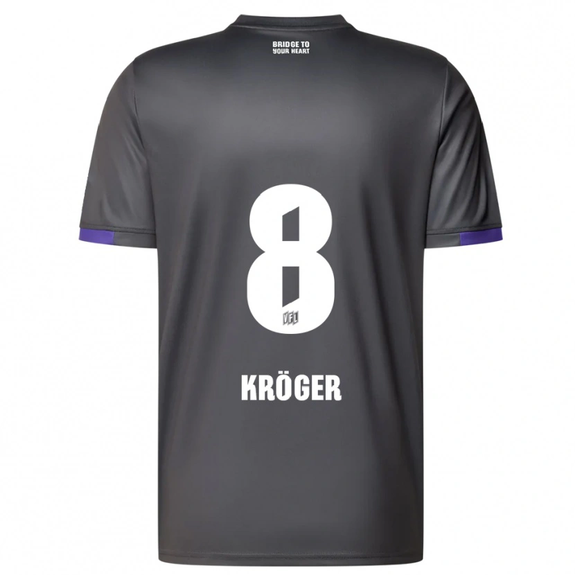 Danxen Uomo Maglia Luca Kröger #8 Grigio Viola Kit Gara Away 2025/26 Maglietta