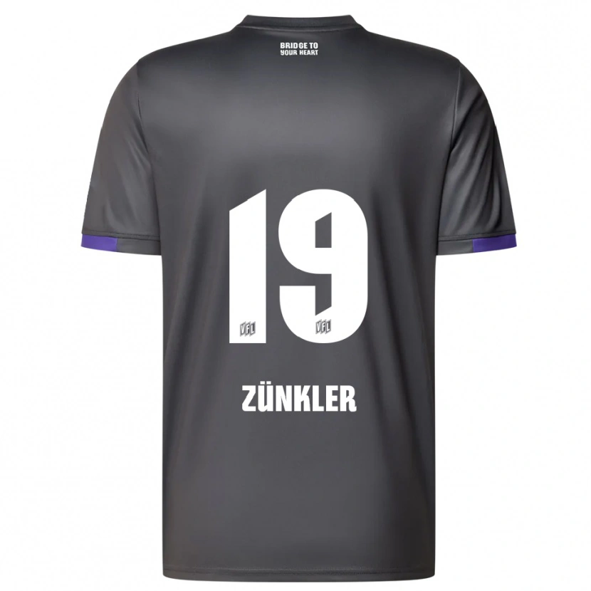 Danxen Uomo Maglia Bernd Zünkler #19 Grigio Viola Kit Gara Away 2025/26 Maglietta