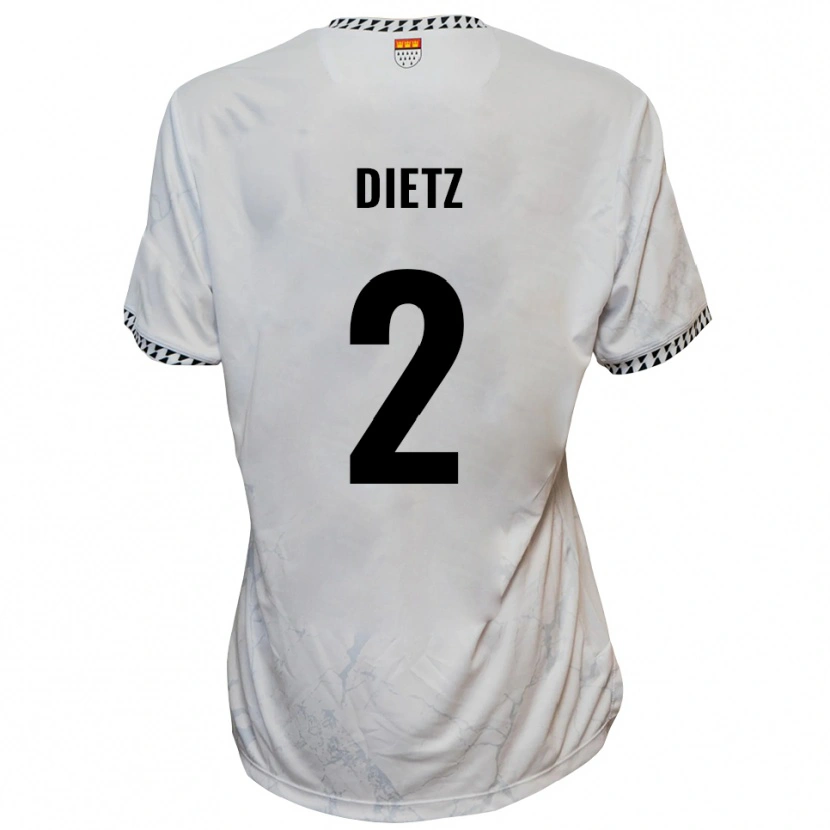 Danxen Uomo Maglia Lars Dietz #2 Bianco Nero Kit Gara Away 2025/26 Maglietta