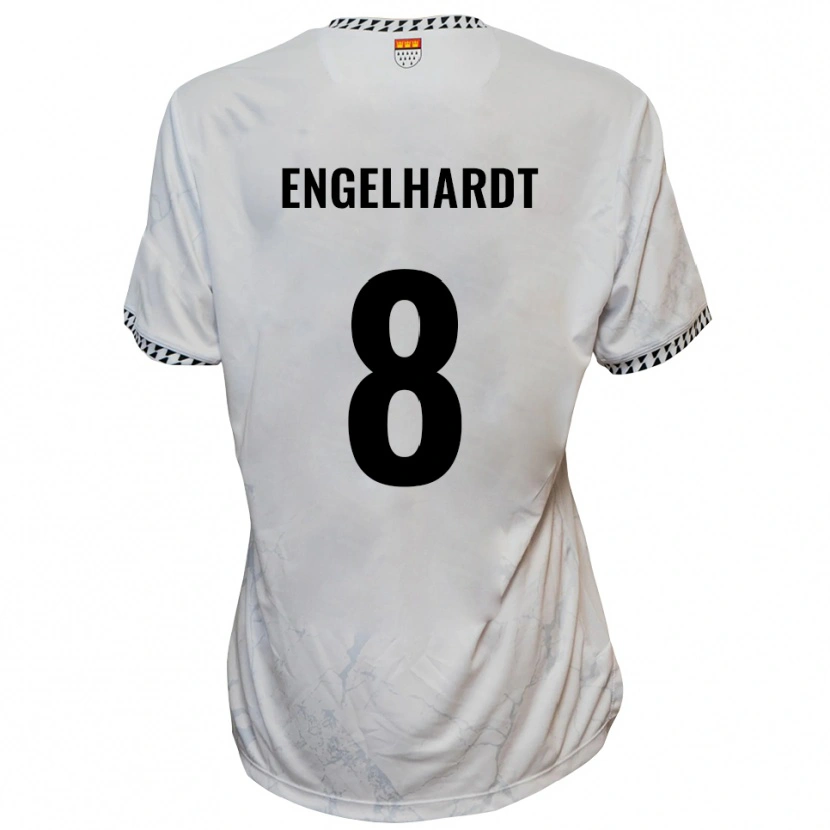 Danxen Uomo Maglia Florian Engelhardt #8 Bianco Nero Kit Gara Away 2025/26 Maglietta