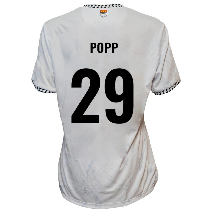 Danxen Uomo Maglia Leander Popp #29 Bianco Nero Kit Gara Away 2025/26 Maglietta