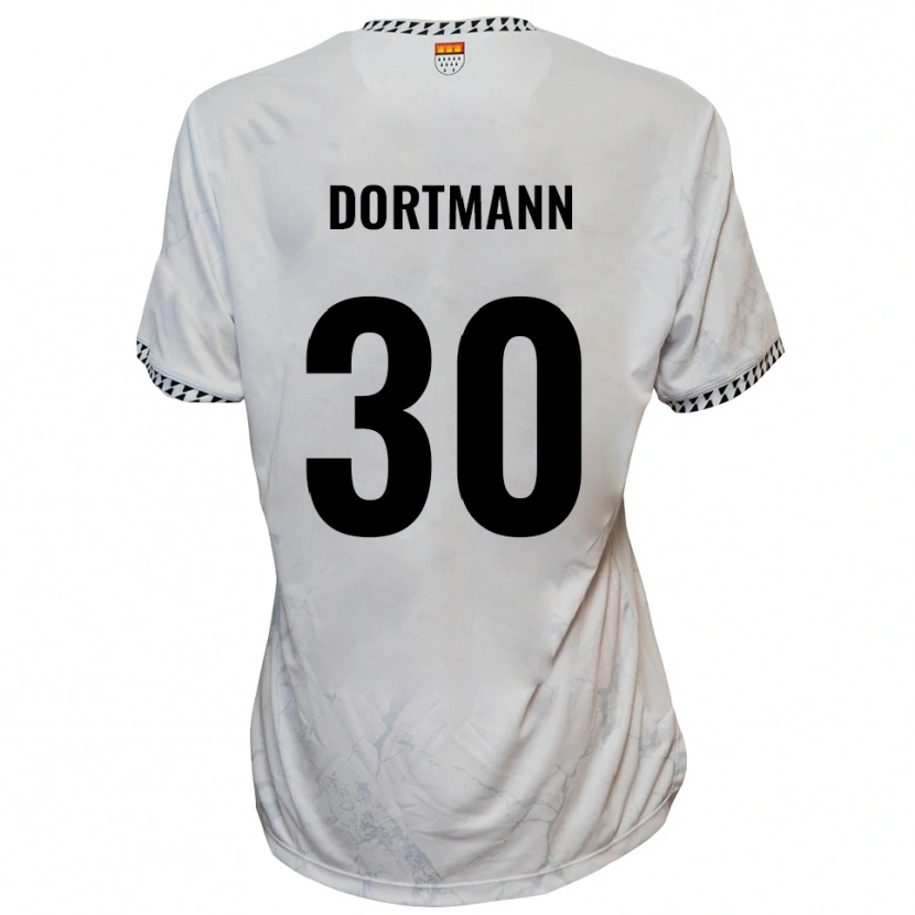Danxen Uomo Maglia Niklas Dortmann #30 Bianco Nero Kit Gara Away 2025/26 Maglietta