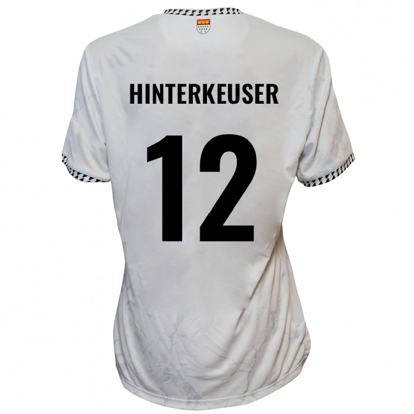 Danxen Uomo Maglia Thomas Hinterkeuser #12 Bianco Nero Kit Gara Away 2025/26 Maglietta