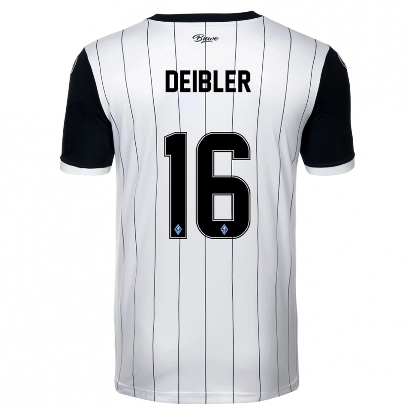 Danxen Uomo Maglia Teo Deibler #16 Bianco Nero Kit Gara Away 2025/26 Maglietta