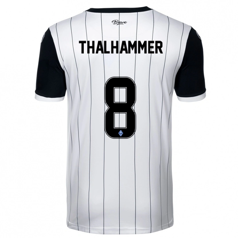 Danxen Uomo Maglia Maximilian Thalhammer #8 Bianco Nero Kit Gara Away 2025/26 Maglietta