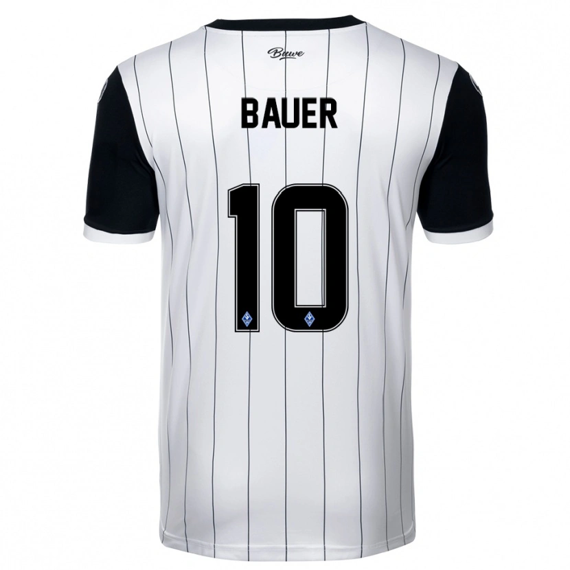 Danxen Uomo Maglia Milo Bauer #10 Bianco Nero Kit Gara Away 2025/26 Maglietta