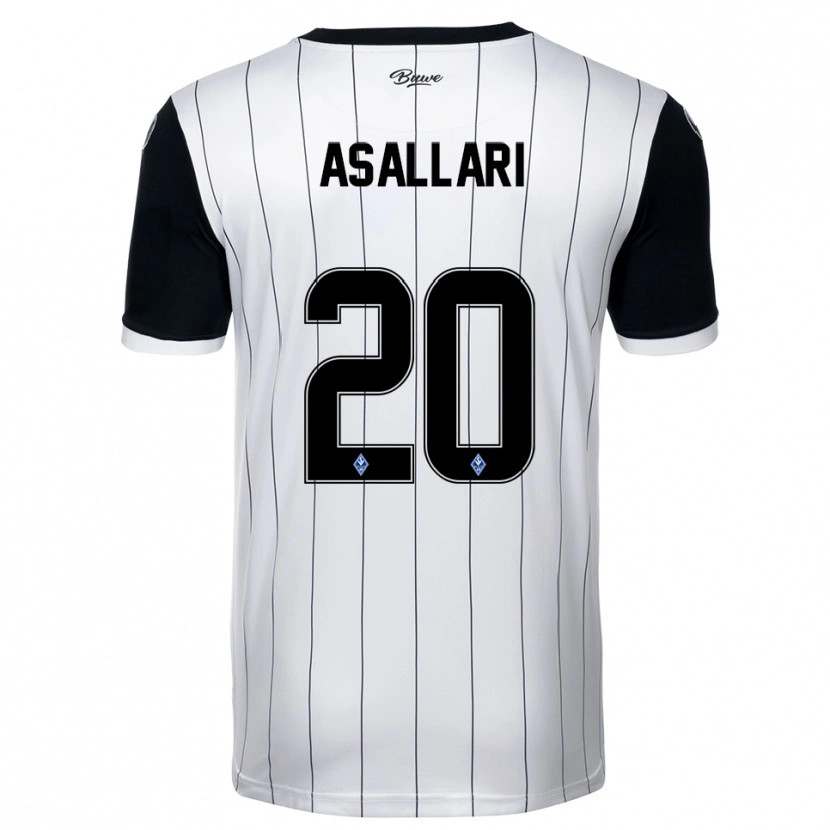 Danxen Uomo Maglia Kushtrim Asallari #20 Bianco Nero Kit Gara Away 2025/26 Maglietta