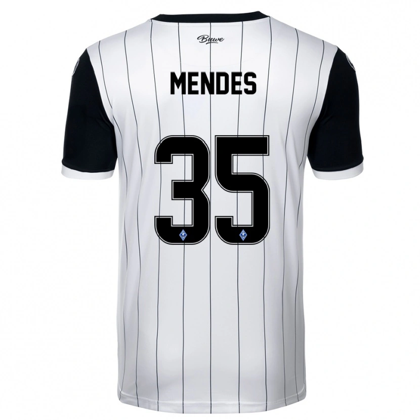 Danxen Uomo Maglia Djayson Mendes #35 Bianco Nero Kit Gara Away 2025/26 Maglietta