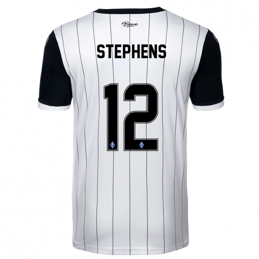 Danxen Uomo Maglia Kaden Stephens #12 Bianco Nero Kit Gara Away 2025/26 Maglietta