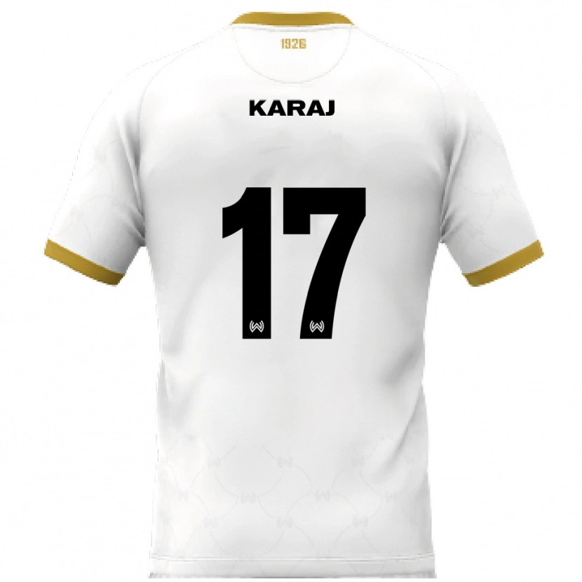 Danxen Uomo Maglia Eraldo Karaj #17 Bianco Oro Kit Gara Away 2025/26 Maglietta