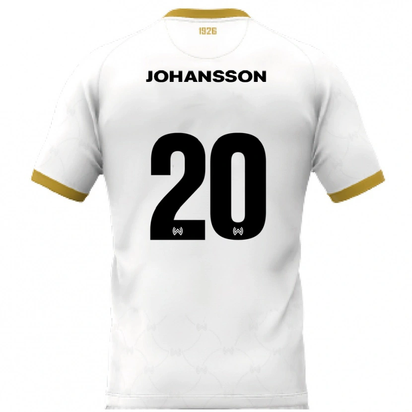 Danxen Uomo Maglia Ryan Johansson #20 Bianco Oro Kit Gara Away 2025/26 Maglietta