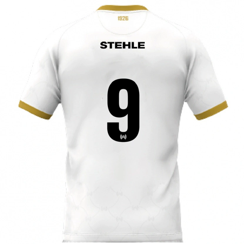 Danxen Uomo Maglia Simon Stehle #9 Bianco Oro Kit Gara Away 2025/26 Maglietta