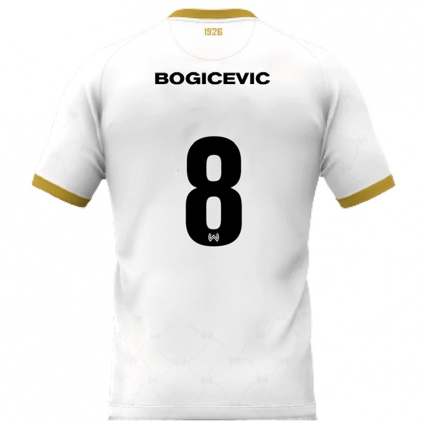 Danxen Uomo Maglia Donny Bogicevic #8 Bianco Oro Kit Gara Away 2025/26 Maglietta
