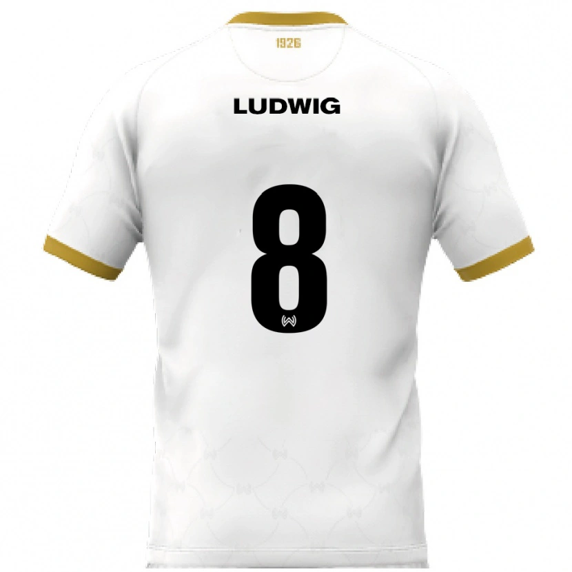 Danxen Uomo Maglia Milan Ludwig #8 Bianco Oro Kit Gara Away 2025/26 Maglietta