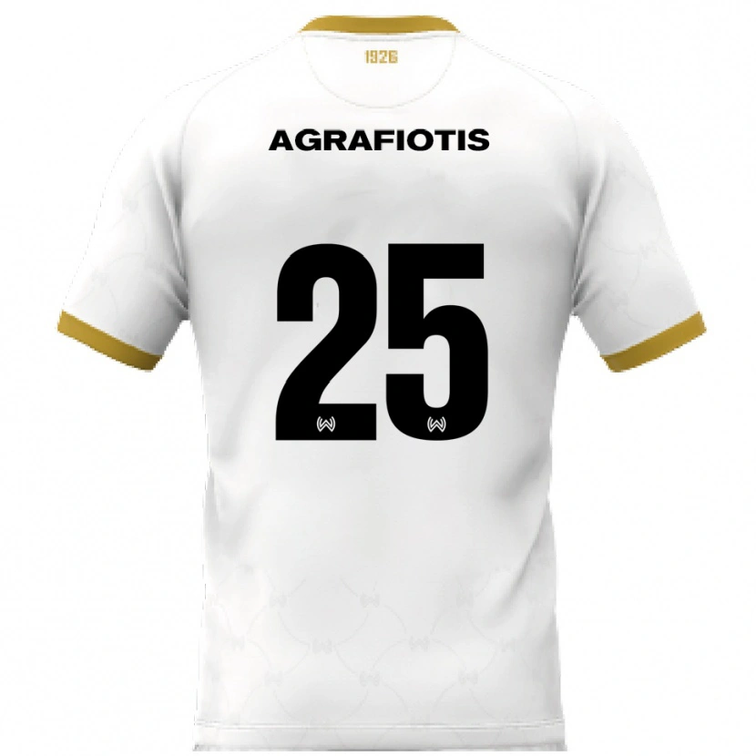 Danxen Uomo Maglia Nikolas Agrafiotis #25 Bianco Oro Kit Gara Away 2025/26 Maglietta