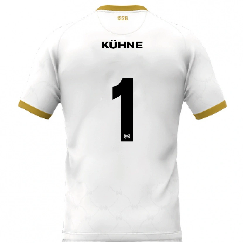 Danxen Uomo Maglia Lars Kühne #1 Bianco Oro Kit Gara Away 2025/26 Maglietta