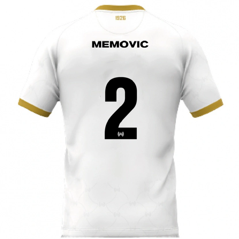 Danxen Uomo Maglia Daris Memovic #2 Bianco Oro Kit Gara Away 2025/26 Maglietta