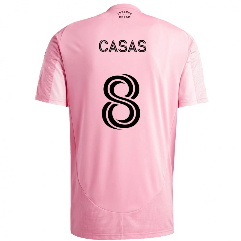 Danxen Bambino Maglia Pep Casas #8 Rosa Nero Kit Gara Home 2025/26 Maglietta
