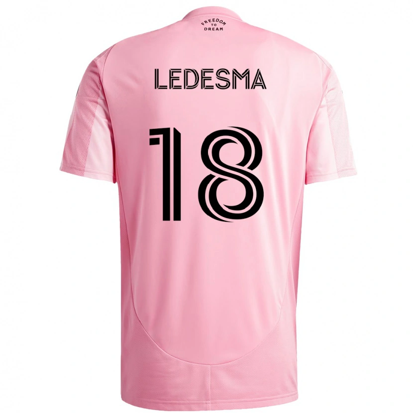 Danxen Bambino Maglia Santiago Ledesma #18 Rosa Nero Kit Gara Home 2025/26 Maglietta