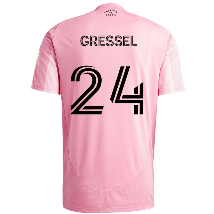 Danxen Bambino Maglia Julian Gressel #24 Rosa Nero Kit Gara Home 2025/26 Maglietta