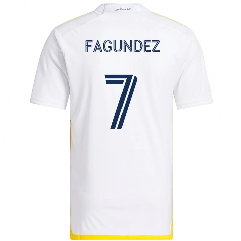 Danxen Bambino Maglia Diego Fagúndez #7 Bianco Giallo Kit Gara Home 2025/26 Maglietta