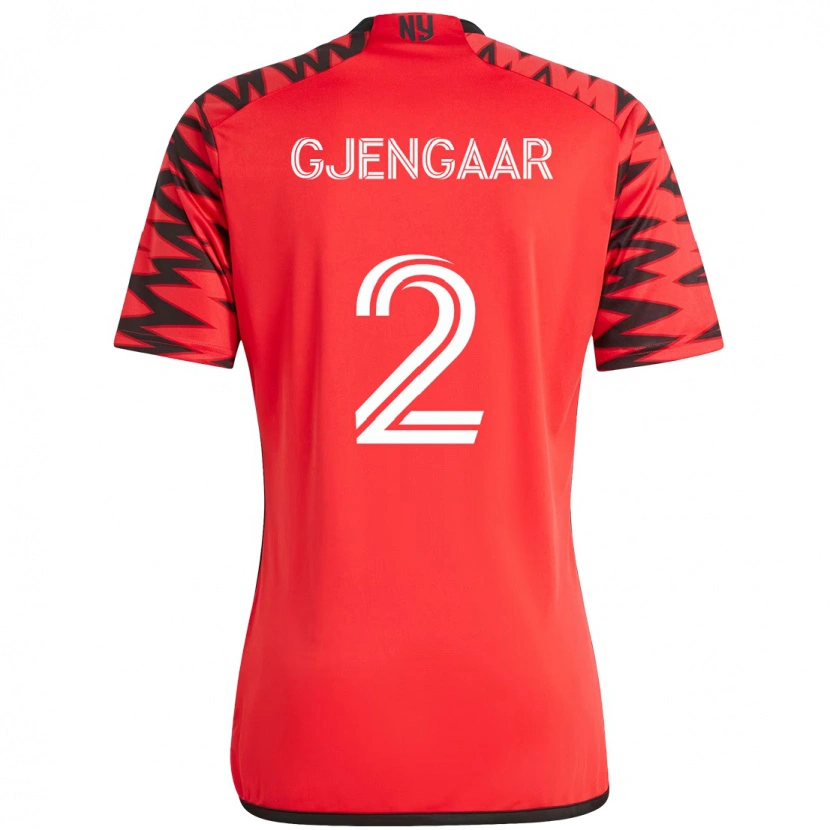 Danxen Bambino Maglia Dennis Gjengaar #2 Rosso Nero Kit Gara Home 2025/26 Maglietta