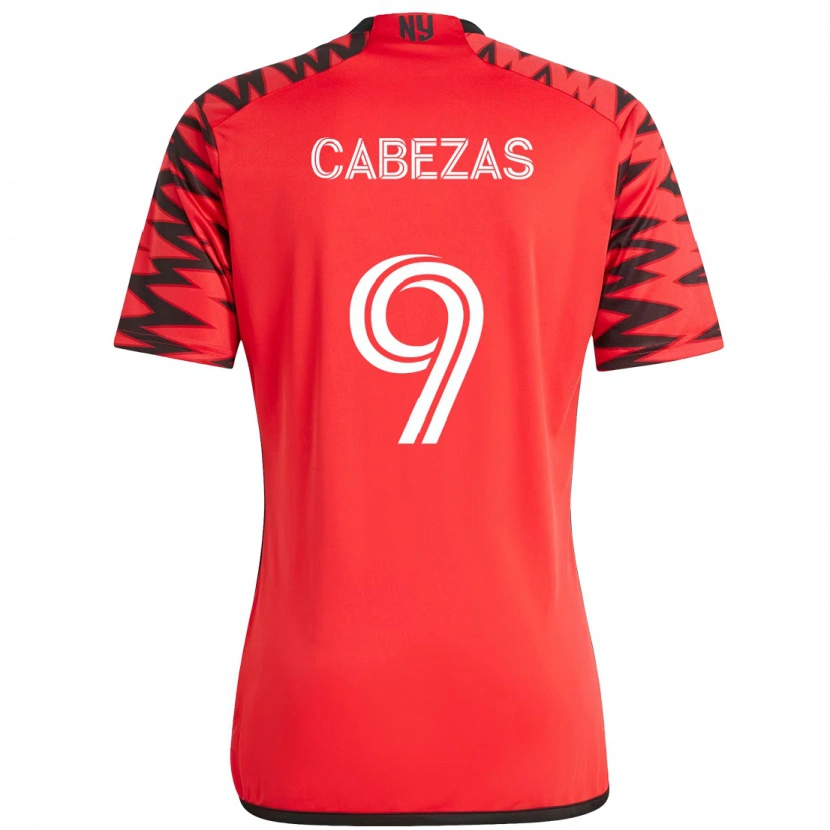 Danxen Bambino Maglia Jorge Cabezas #9 Rosso Nero Kit Gara Home 2025/26 Maglietta
