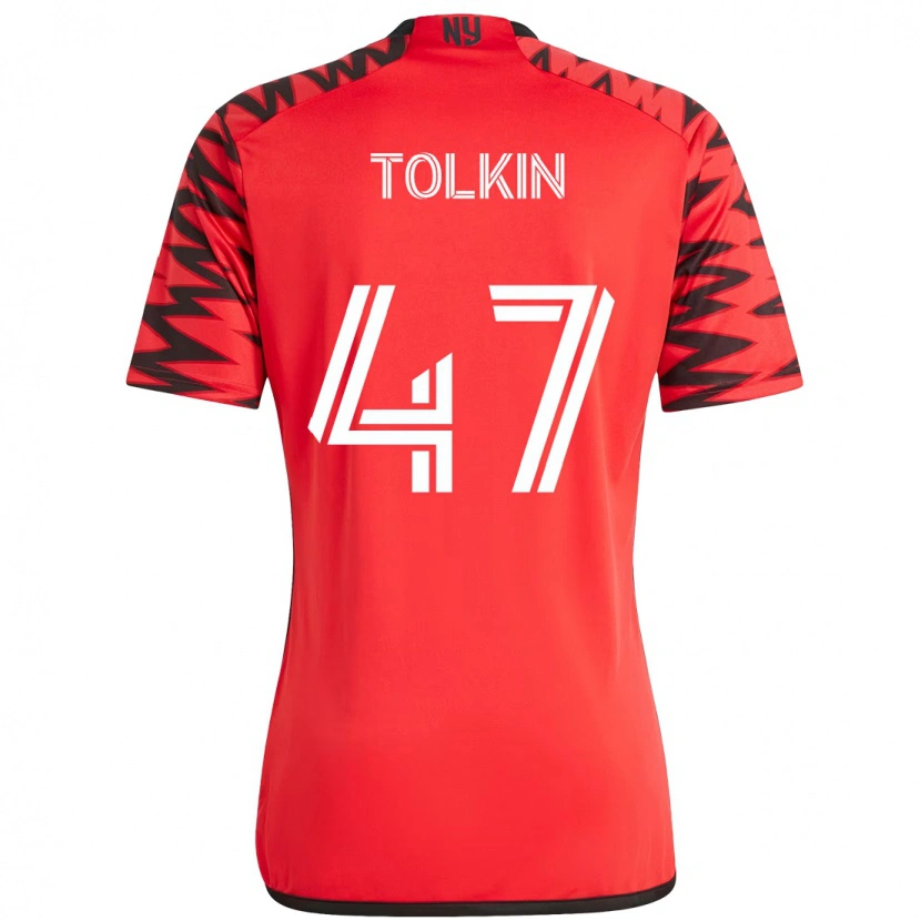 Danxen Bambino Maglia John Tolkin #47 Rosso Nero Kit Gara Home 2025/26 Maglietta