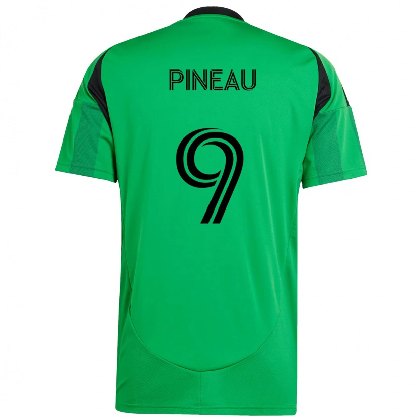 Danxen Bambino Maglia Sebastien Pineau #9 Verde Nero Kit Gara Home 2025/26 Maglietta