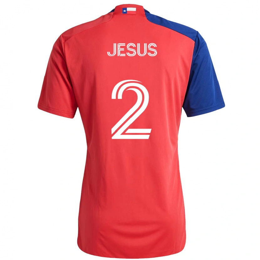 Danxen Bambino Maglia Geovane Jesus #2 Rosso Blu Navy Kit Gara Home 2025/26 Maglietta