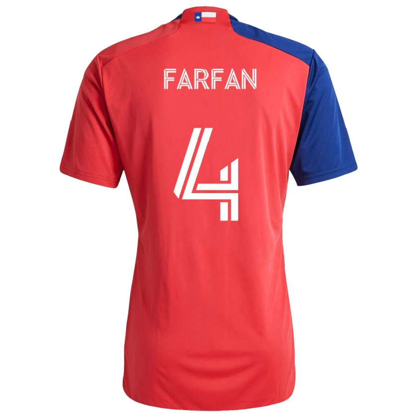 Danxen Bambino Maglia Marco Farfán #4 Rosso Blu Navy Kit Gara Home 2025/26 Maglietta