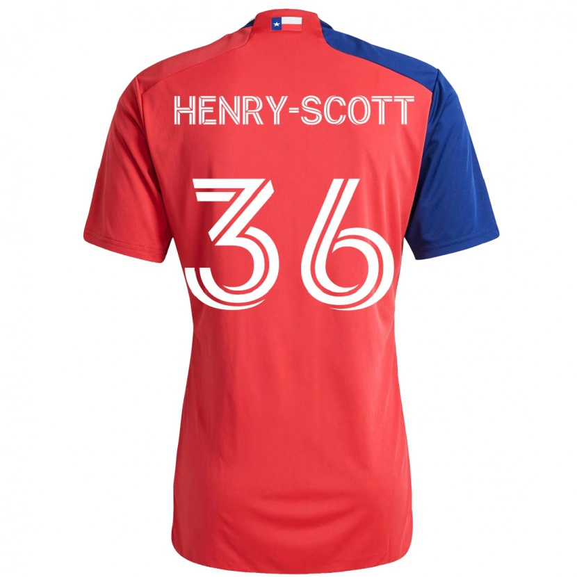 Danxen Bambino Maglia Malik Henry-Scott #36 Rosso Blu Navy Kit Gara Home 2025/26 Maglietta