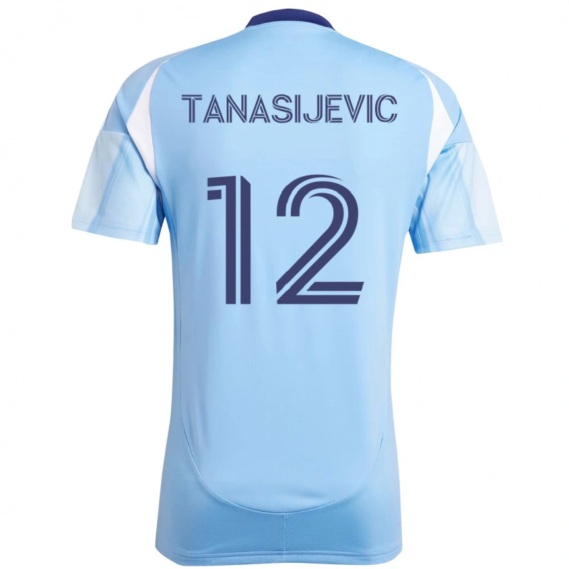 Danxen Bambino Maglia Strahinja Tanasijević #12 Azzurro Chiaro Kit Gara Home 2025/26 Maglietta