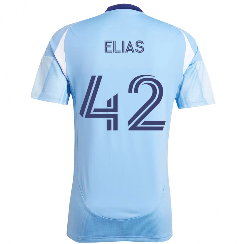 Danxen Bambino Maglia Piero Elias #42 Azzurro Chiaro Kit Gara Home 2025/26 Maglietta