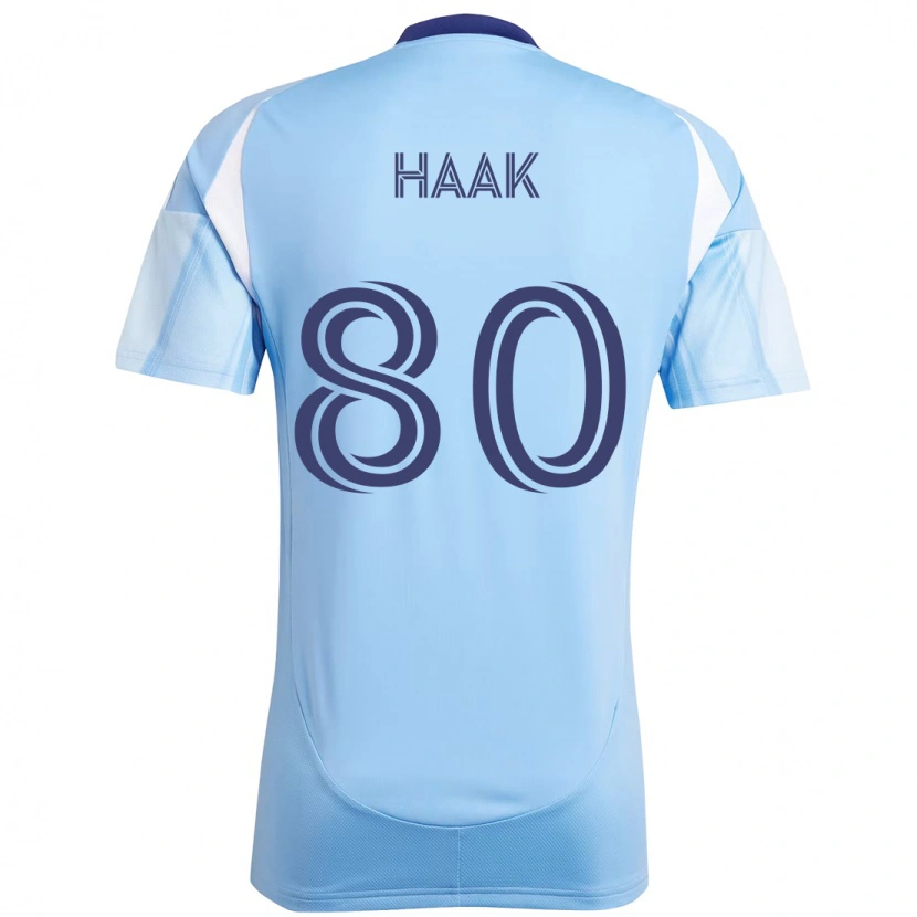 Danxen Bambino Maglia Justin Haak #80 Azzurro Chiaro Kit Gara Home 2025/26 Maglietta