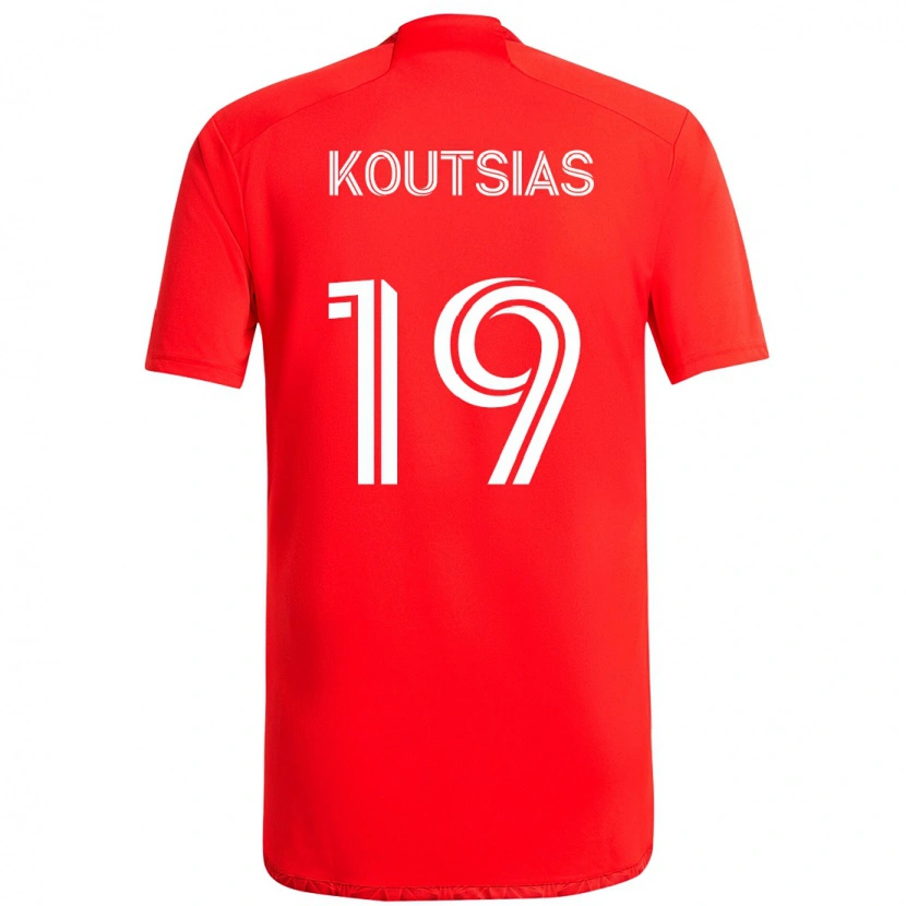 Danxen Bambino Maglia Georgios Koutsias #19 Rosso Bianco Kit Gara Home 2025/26 Maglietta