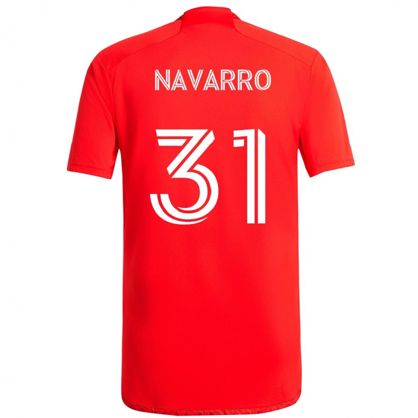 Danxen Bambino Maglia Federico Navarro #31 Rosso Bianco Kit Gara Home 2025/26 Maglietta