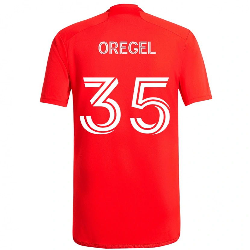 Danxen Bambino Maglia Sergio Oregel #35 Rosso Bianco Kit Gara Home 2025/26 Maglietta