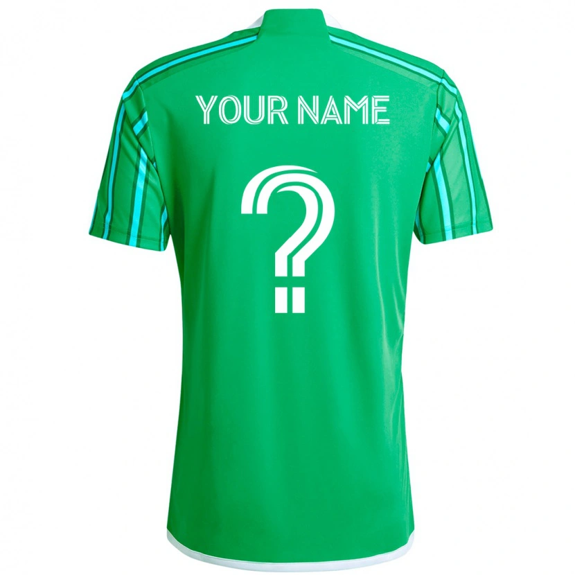 Danxen Bambino Maglia Il Tuo Nome #0 Verde Bianco Kit Gara Home 2025/26 Maglietta