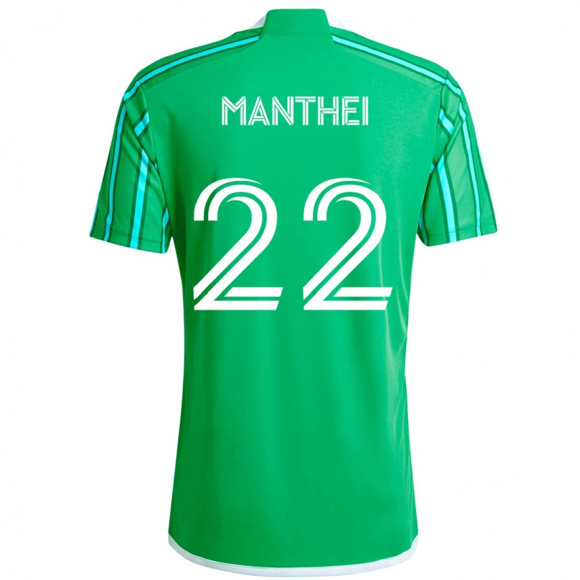 Danxen Bambino Maglia Leahi Manthei #22 Verde Bianco Kit Gara Home 2025/26 Maglietta