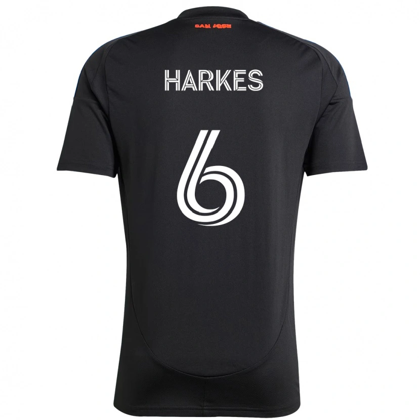 Danxen Bambino Maglia Ian Harkes #6 Nero Blu Scuro Kit Gara Home 2025/26 Maglietta