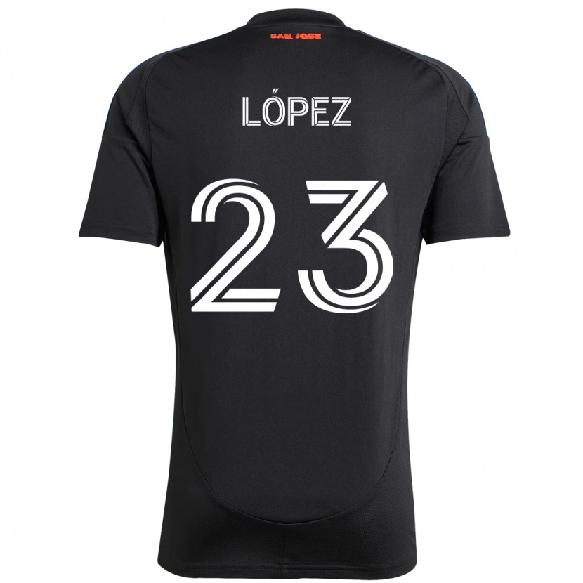 Danxen Bambino Maglia Hernán López #23 Nero Blu Scuro Kit Gara Home 2025/26 Maglietta