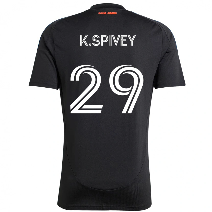Danxen Bambino Maglia Kaedren Spivey #29 Nero Blu Scuro Kit Gara Home 2025/26 Maglietta