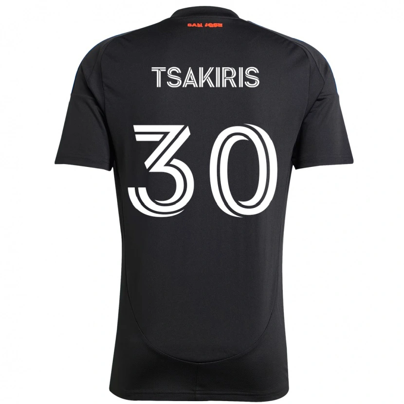 Danxen Bambino Maglia Niko Tsakiris #30 Nero Blu Scuro Kit Gara Home 2025/26 Maglietta
