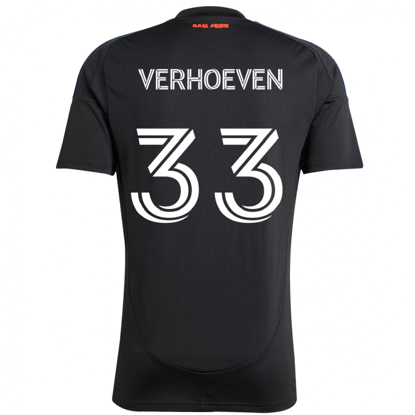 Danxen Bambino Maglia Oscar Verhoeven #33 Nero Blu Scuro Kit Gara Home 2025/26 Maglietta