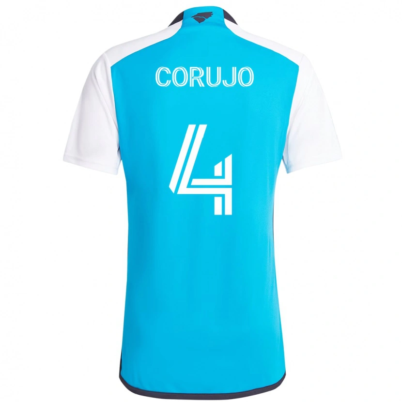 Danxen Bambino Maglia Guzmán Corujo #4 Azzurro Cielo Bianco Kit Gara Home 2025/26 Maglietta